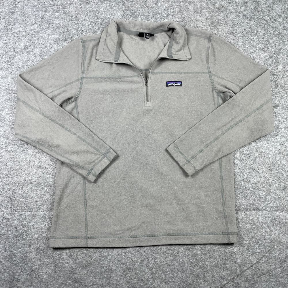 Patagonia Micro D Quarter Zip Sweater Mens M Gray Light Fleece 1/4 Zip Pullover